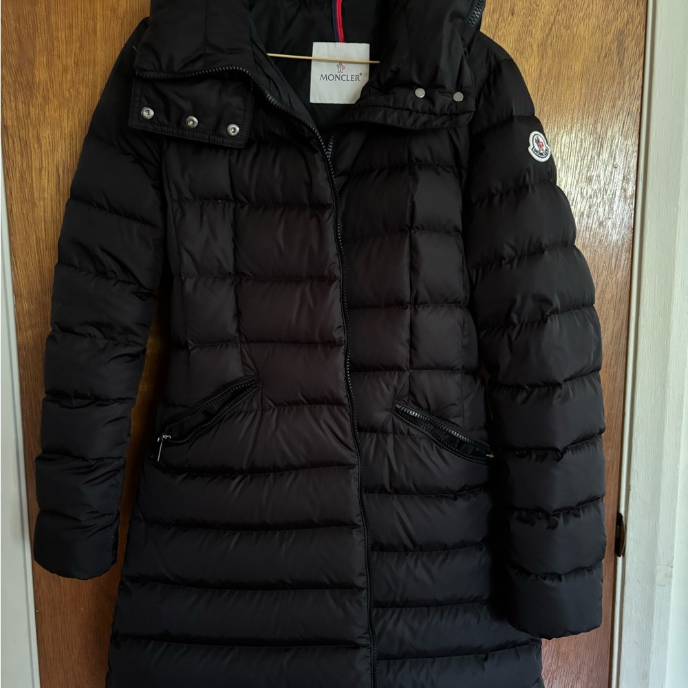 Moncler Women's Flammette Fitted Long Down Coat Size 2 - Picture 3 of 8